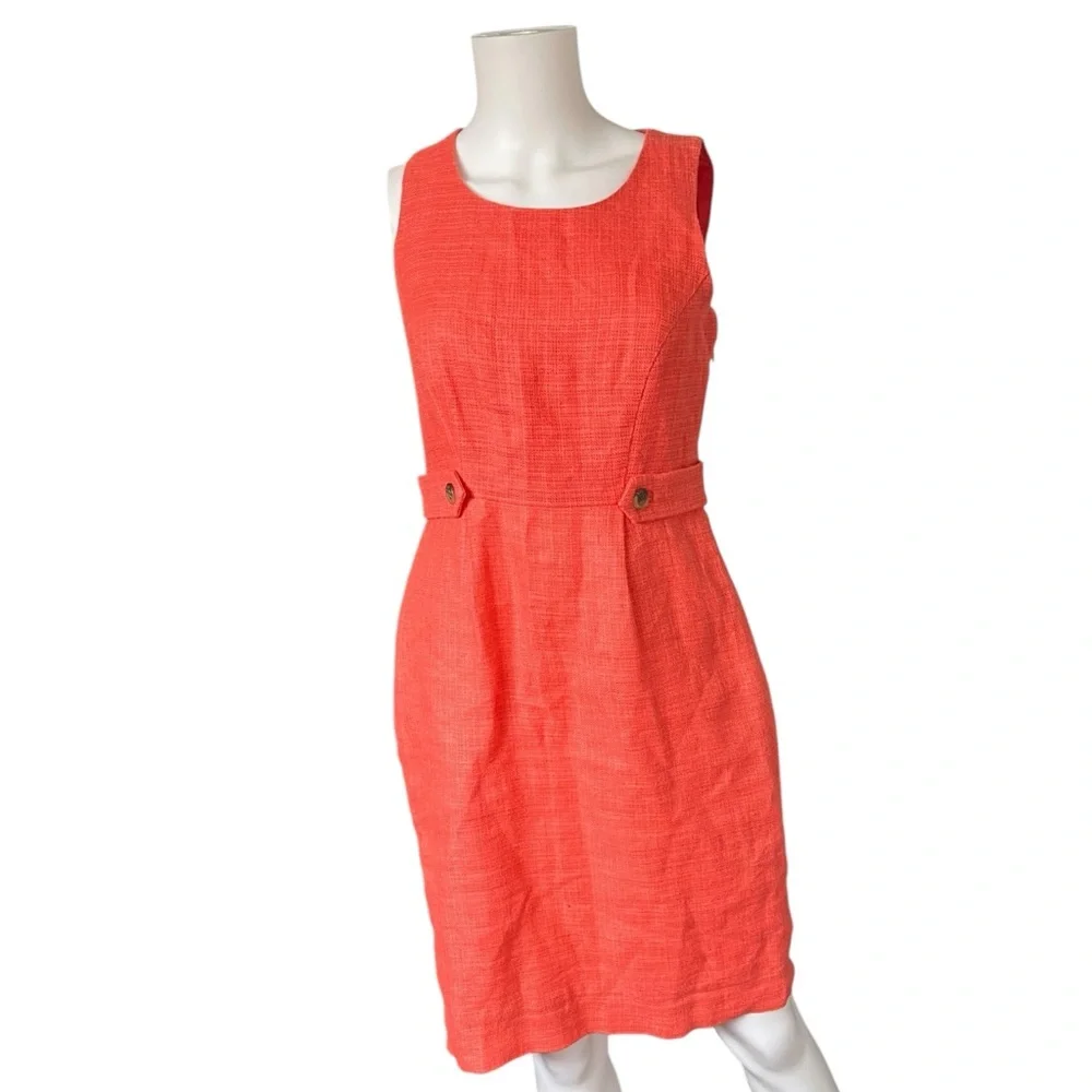 J Crew Salmon Tweed Sheath Dress Linen Jute Colorful Office Work Size 2
